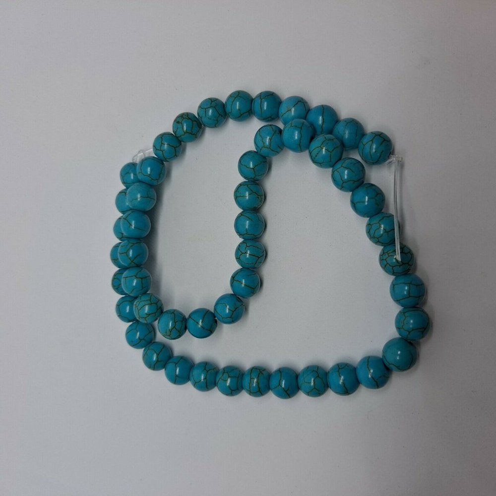 Beads Teal Jewelry craft making Crackle Design 48 pieces - Picture 2 of 6